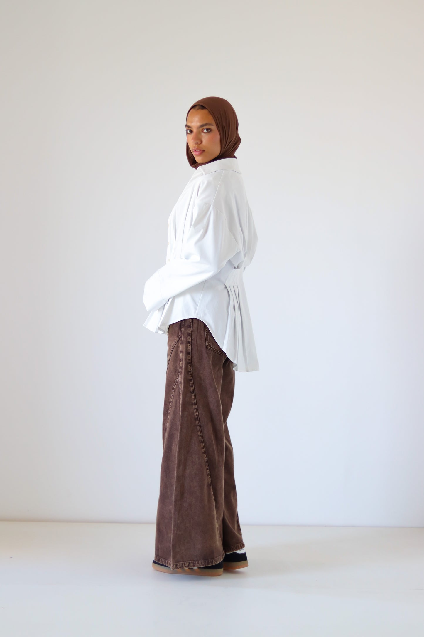 Pleated Round Shirt — Offwhite