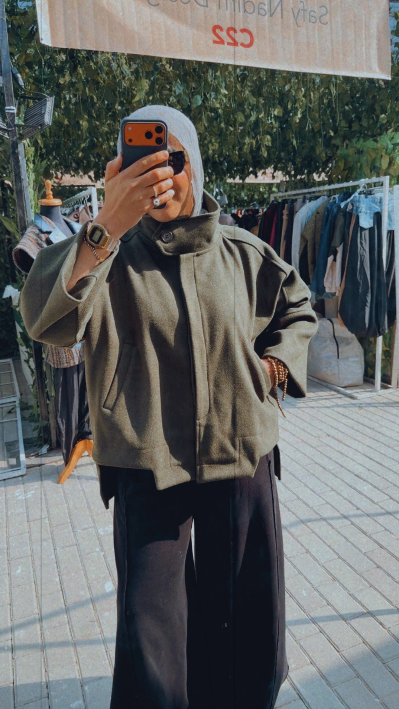 Wool High Low Jacket — Olive