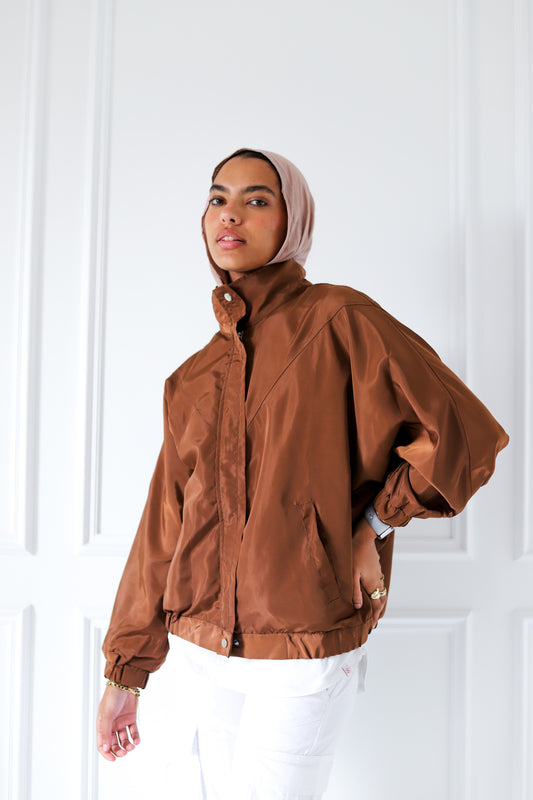 Huggie Waterproof Jacket — Brown