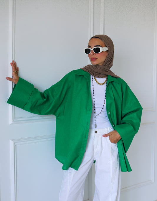 Luna Linen Shirt — Green