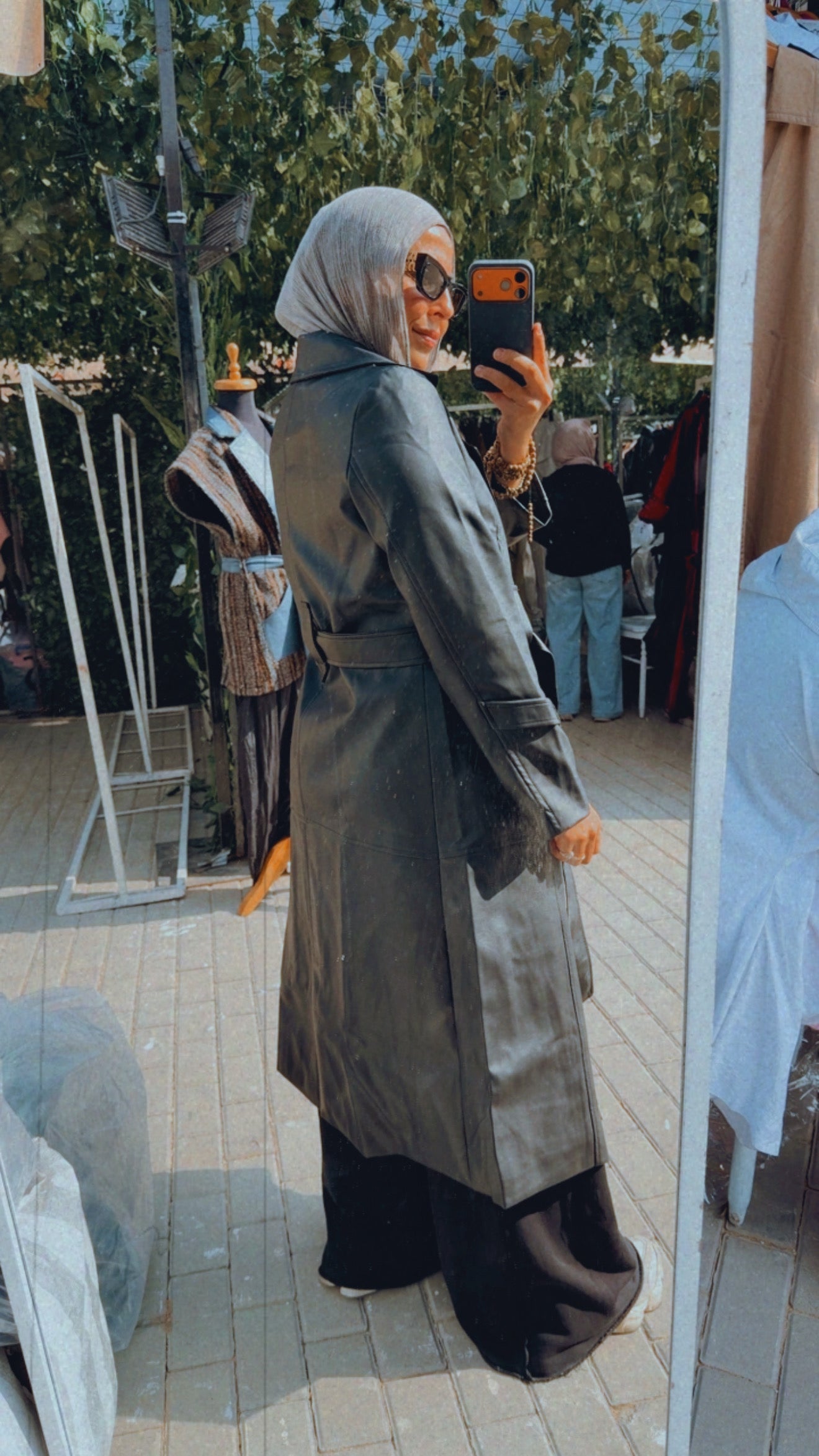 Faux Leather Coat — Black