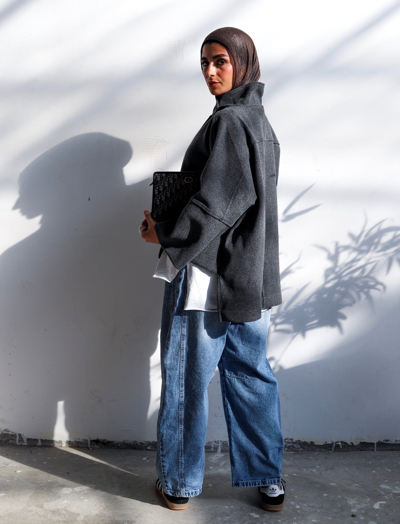 Wool High Low Jacket — Dark Gray