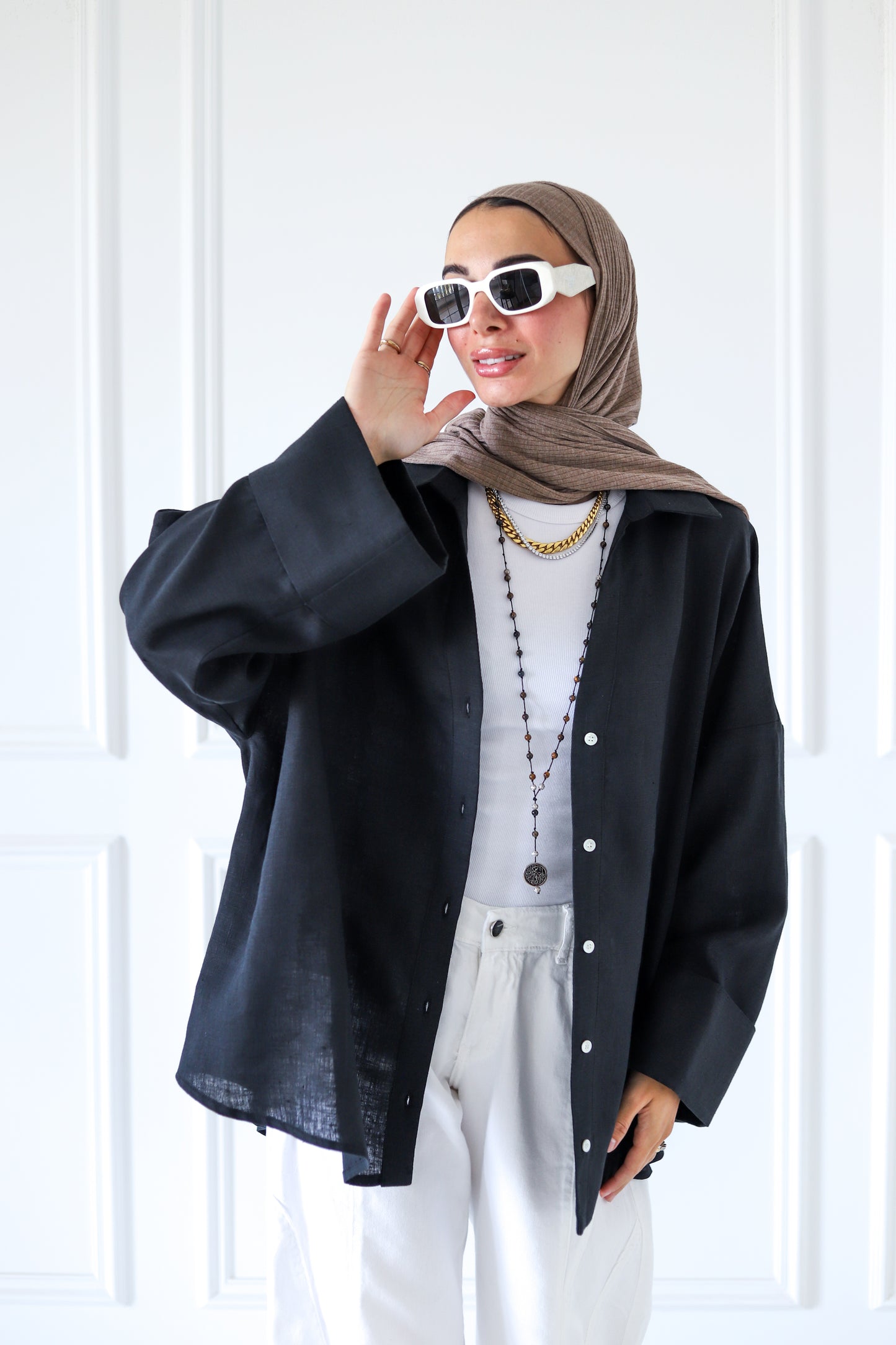 Luna Linen Shirt — Black