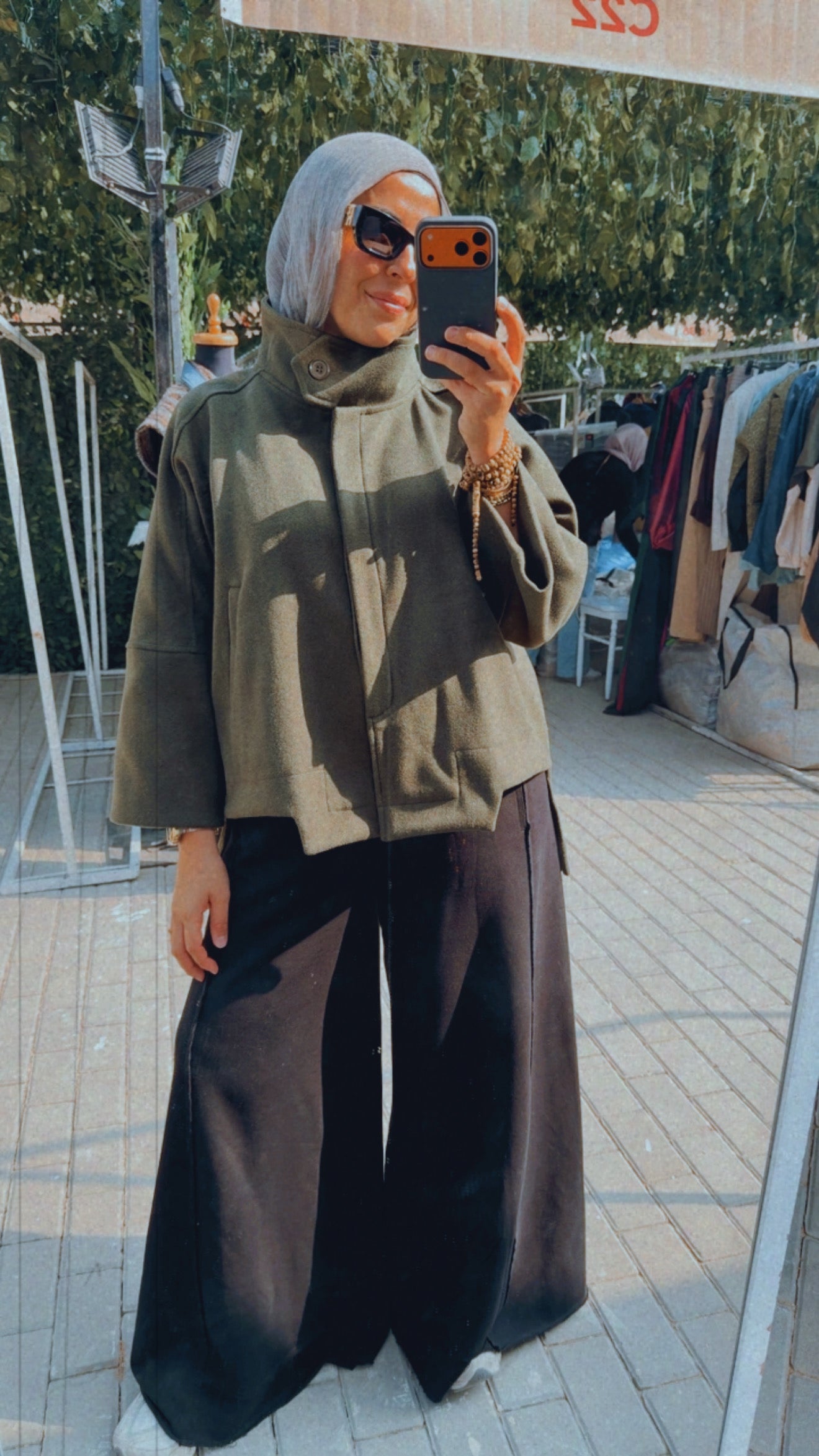 Wool High Low Jacket — Olive