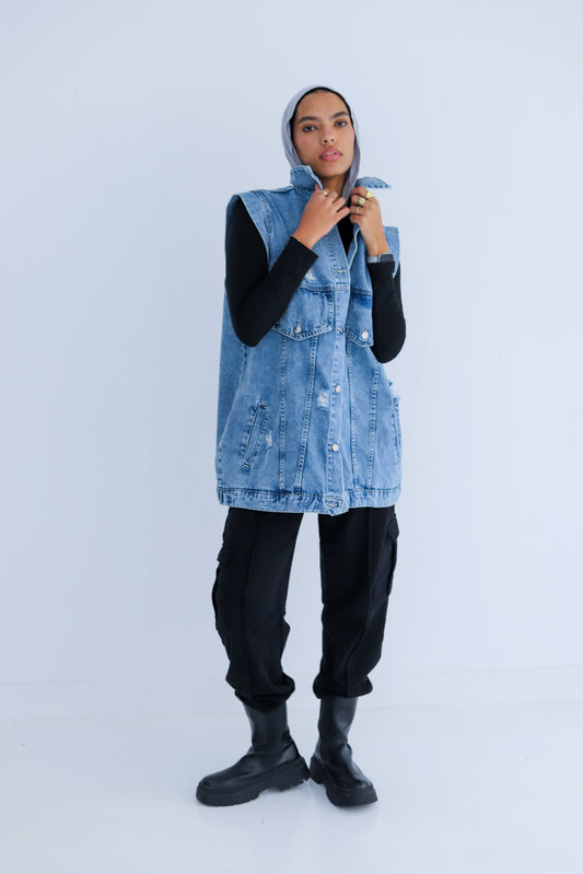 Huggie Denim Vest — Blue