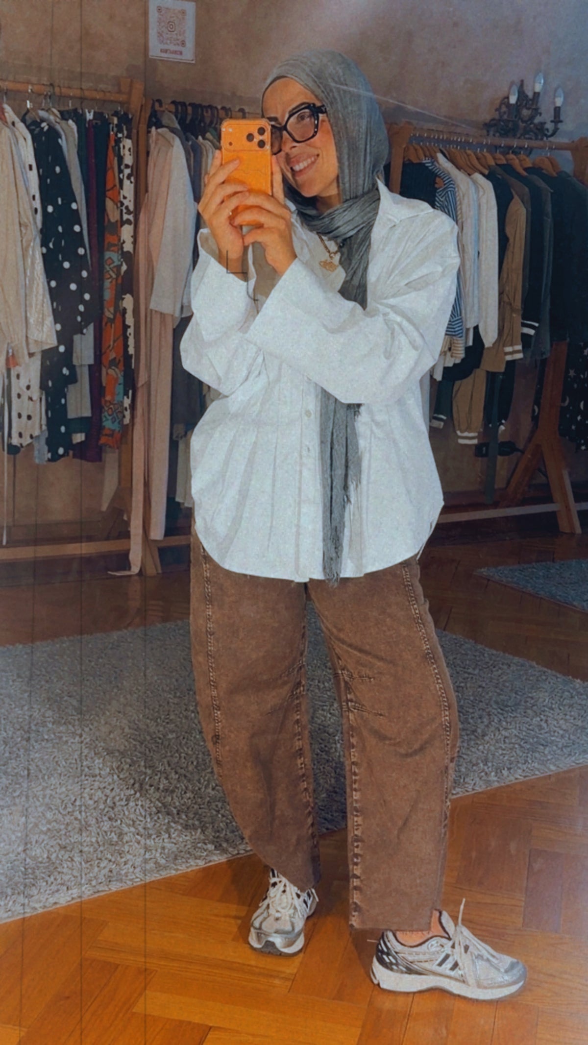Balloon Denim Pants — Brown