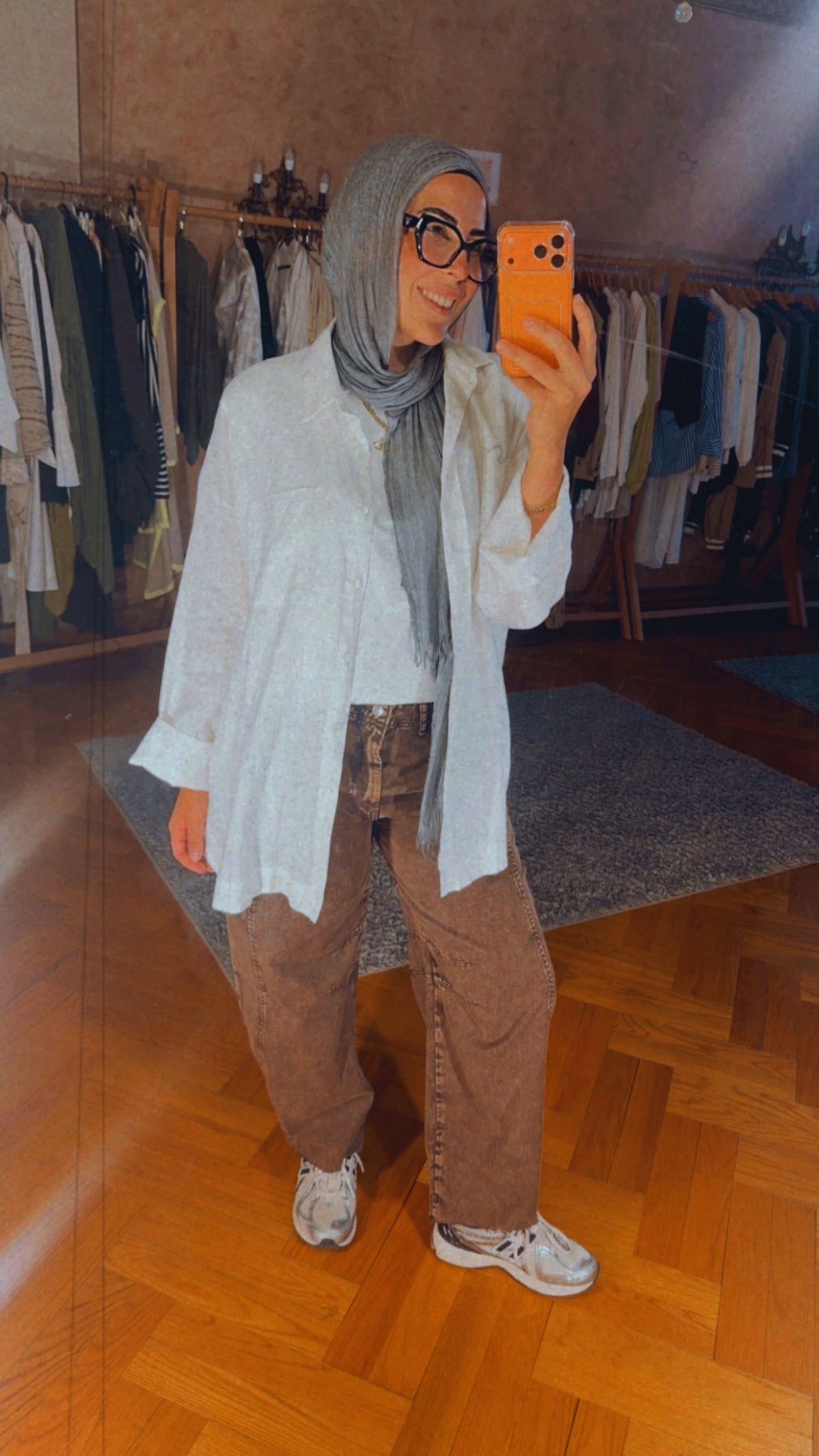 Balloon Denim Pants — Brown