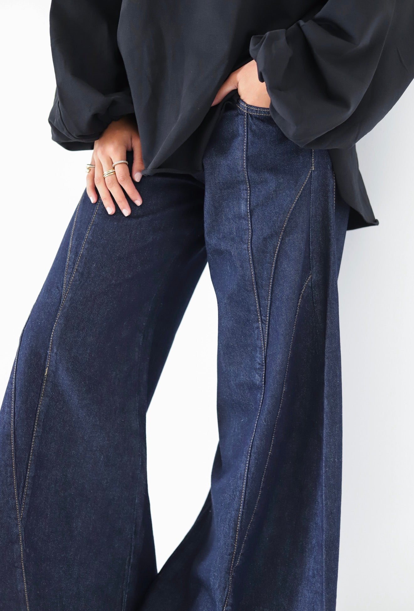 Zendaya Denim Pants — Deep Blue