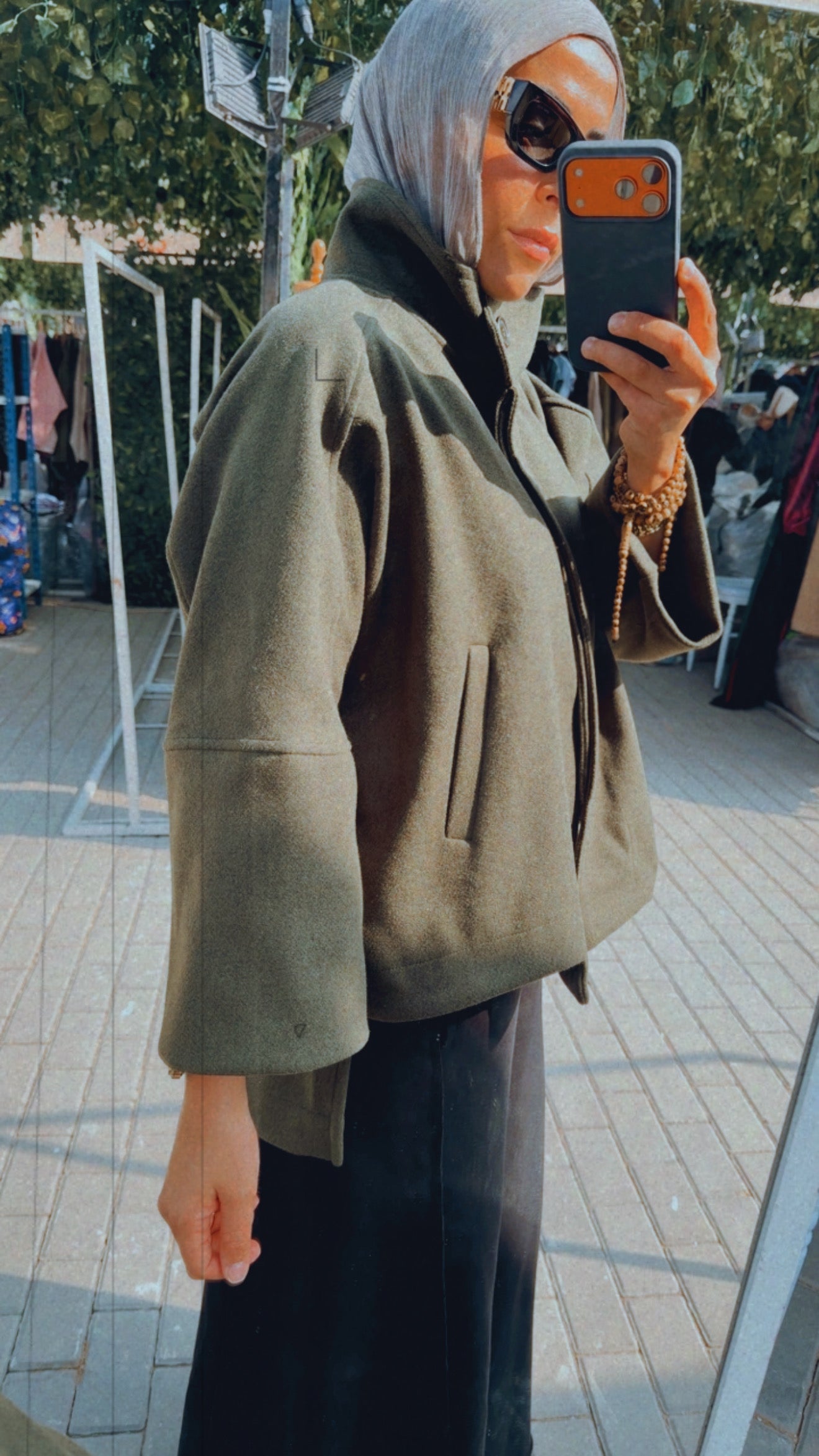 Wool High Low Jacket — Olive