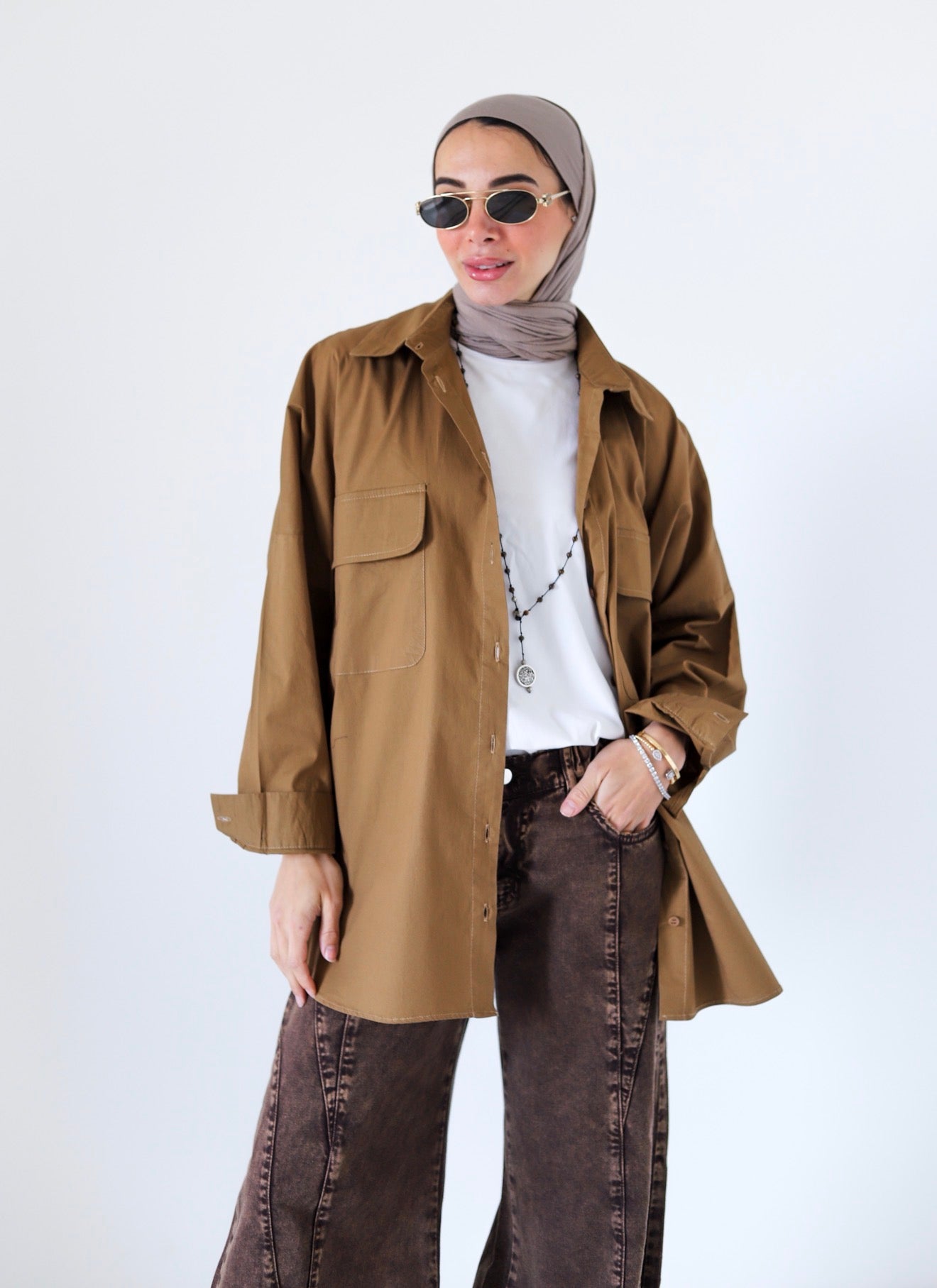 Street-style Shirt — Brown