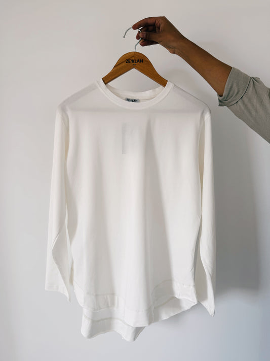 Long Sleeeves Basic Top — Offwhite