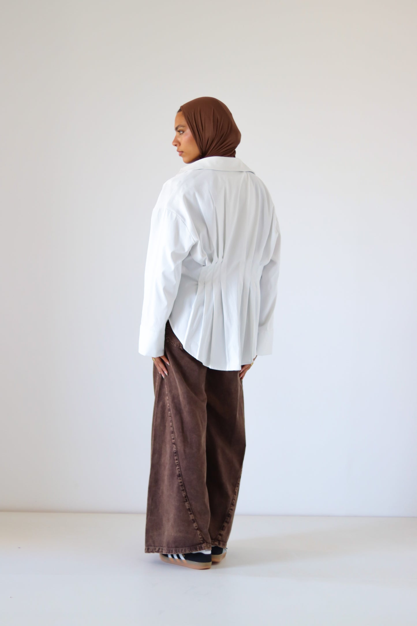 Pleated Round Shirt — Offwhite