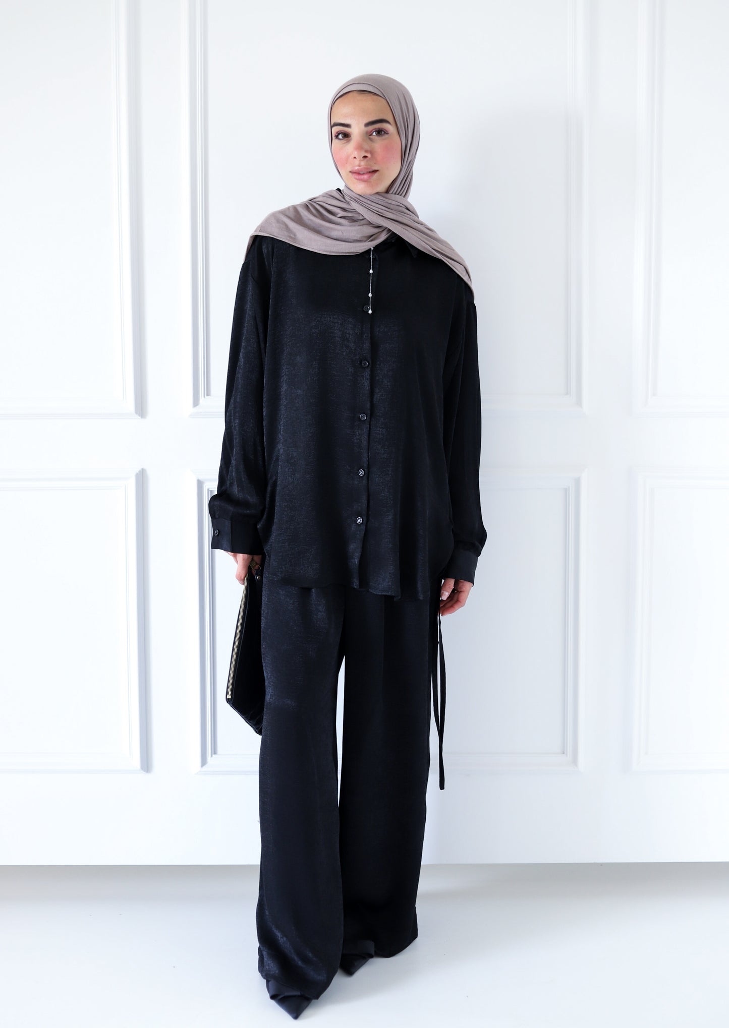 Tassel Satin Set — Black