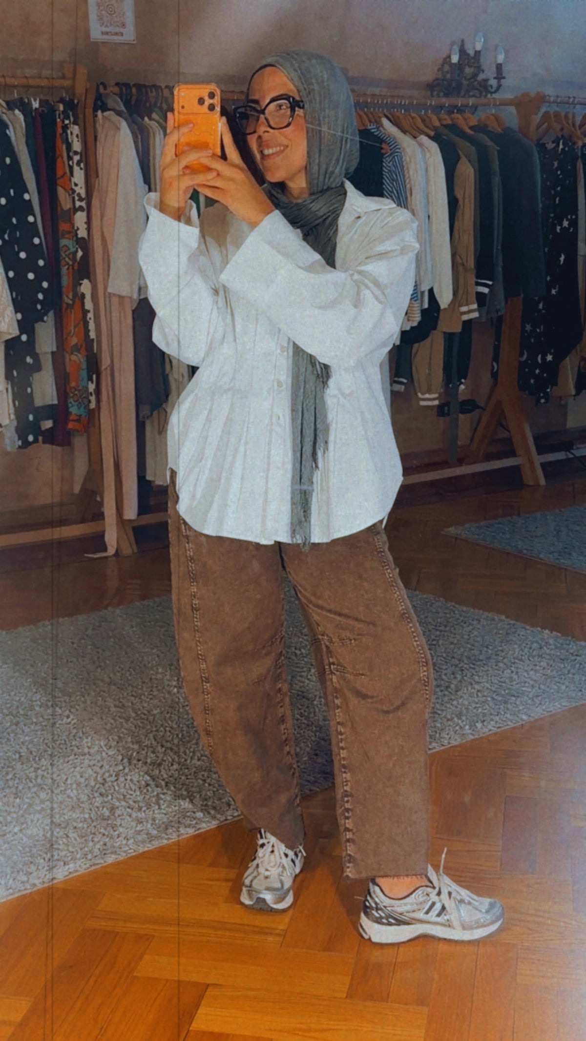 Balloon Denim Pants — Brown