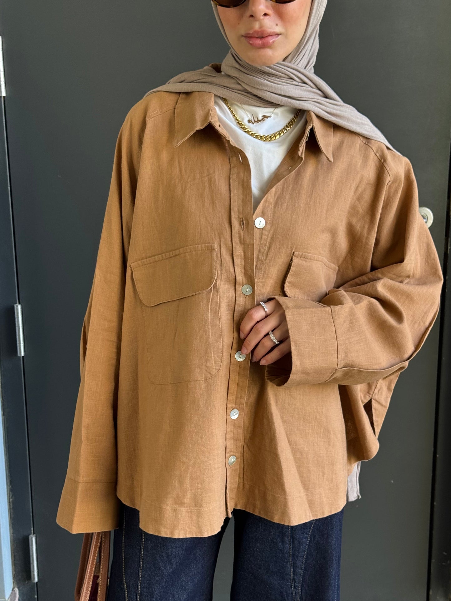 Wingo Linen Shirt — Camel