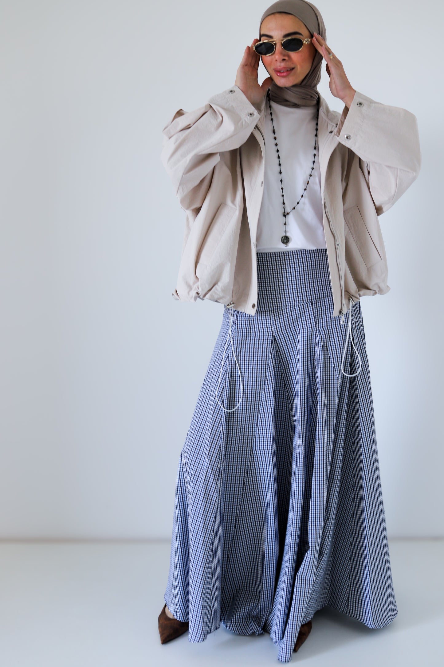 Cloudline Skirt — Blue Checkered