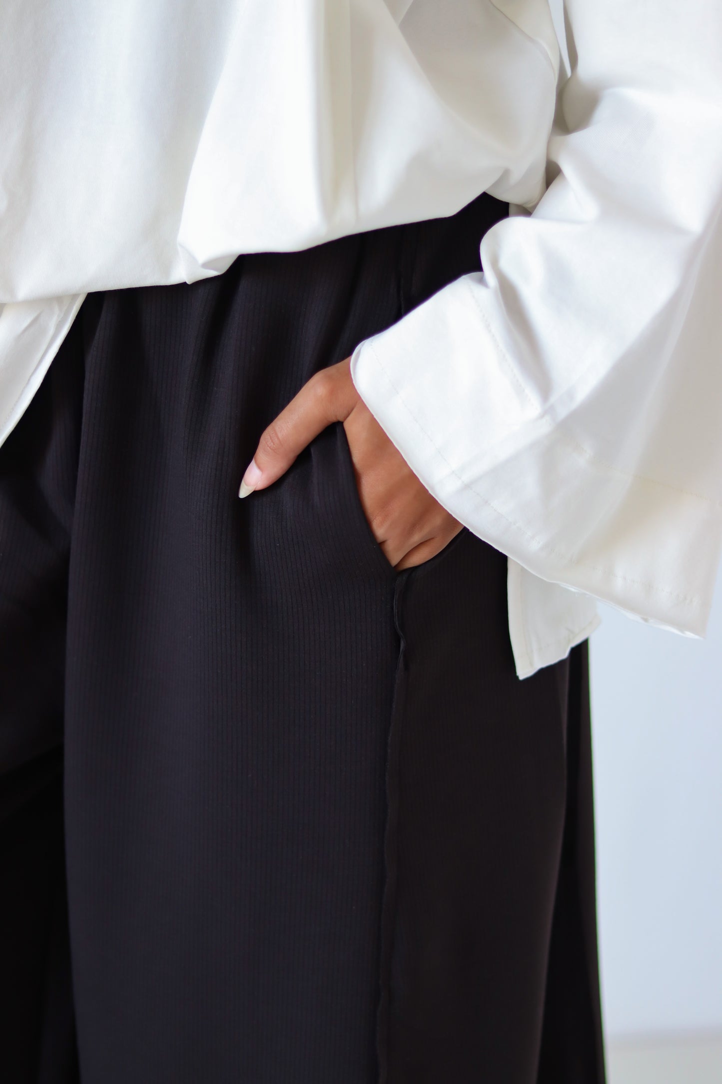 Xtra Wide Ribbed Pants — Black