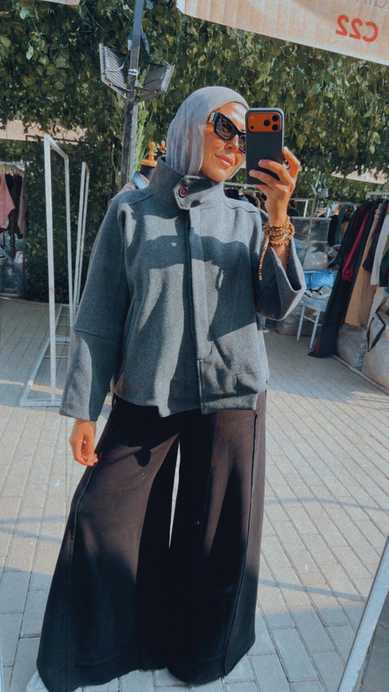 Wool High Low Jacket — Dark Gray