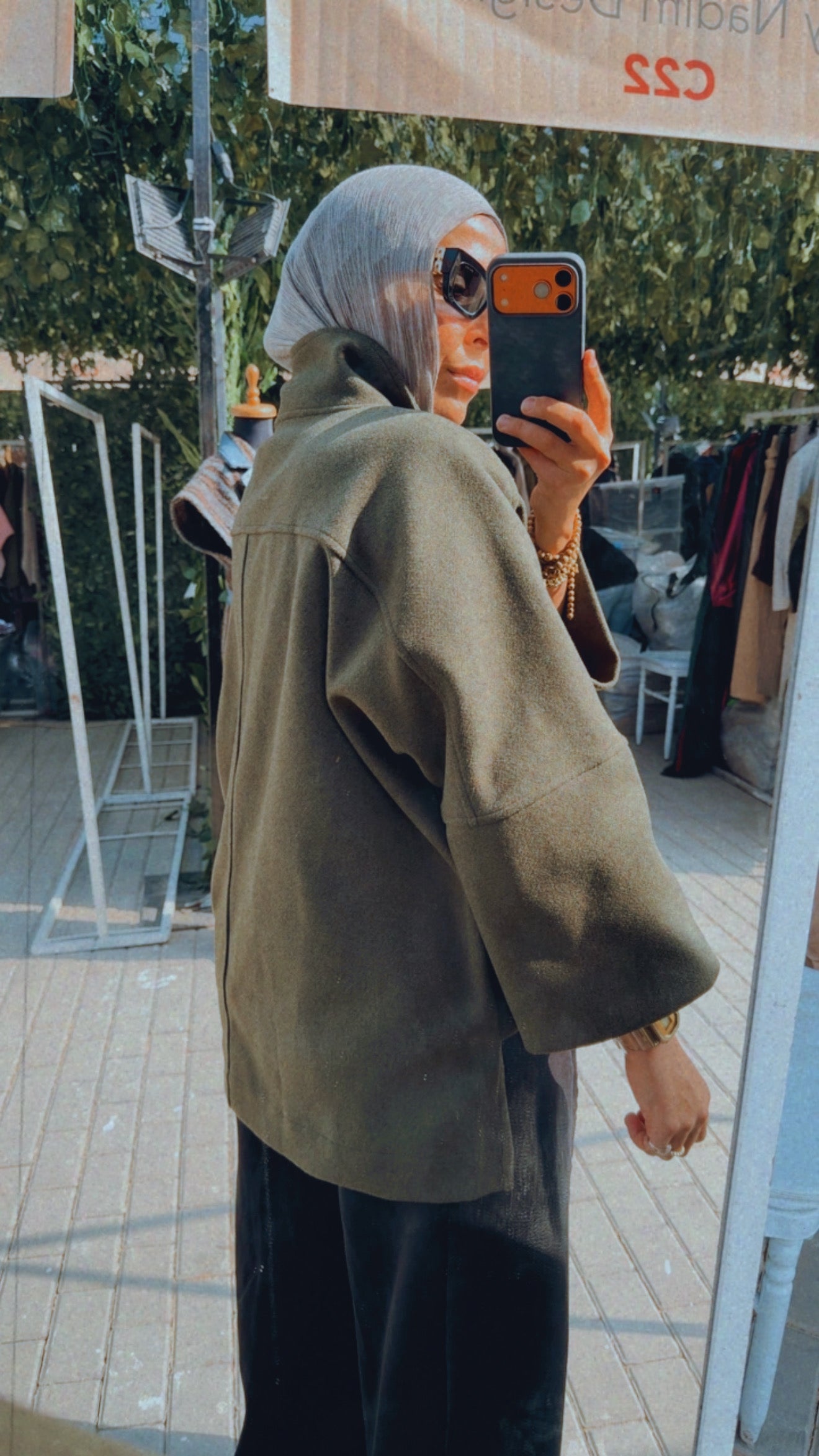 Wool High Low Jacket — Olive