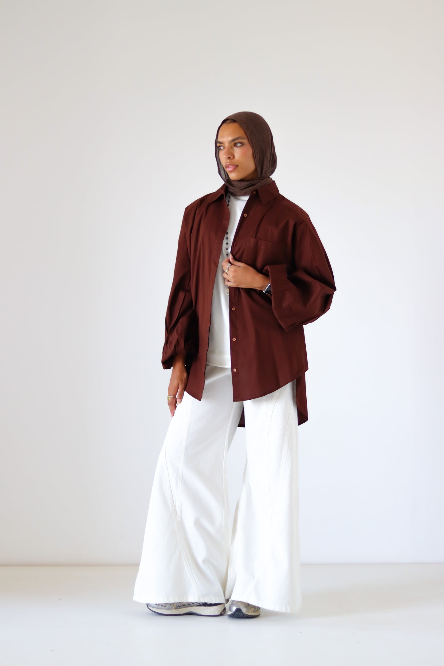 Jumper Sleeves Shirt — Brown