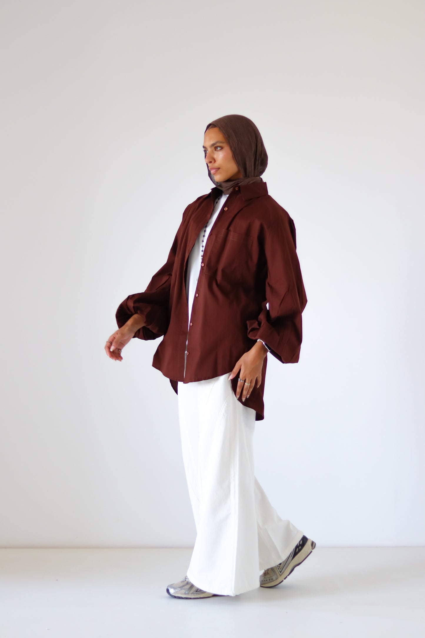 Jumper Sleeves Shirt — Brown