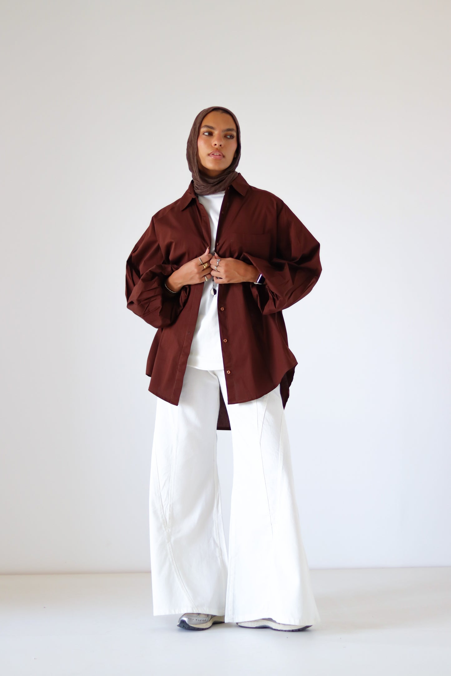 Jumper Sleeves Shirt — Brown