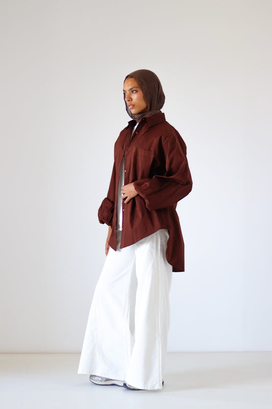 Jumper Sleeves Shirt — Brown