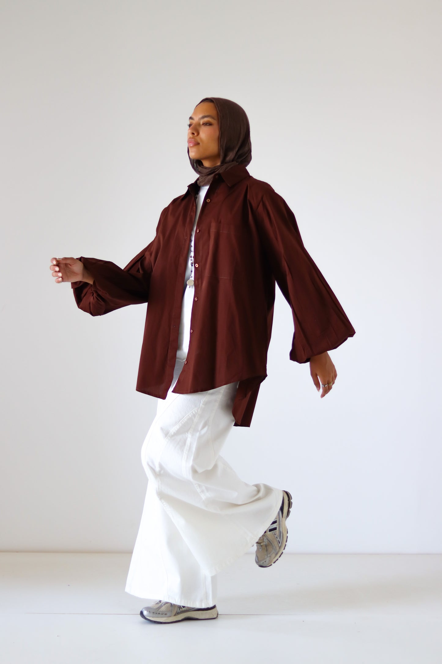 Jumper Sleeves Shirt — Brown