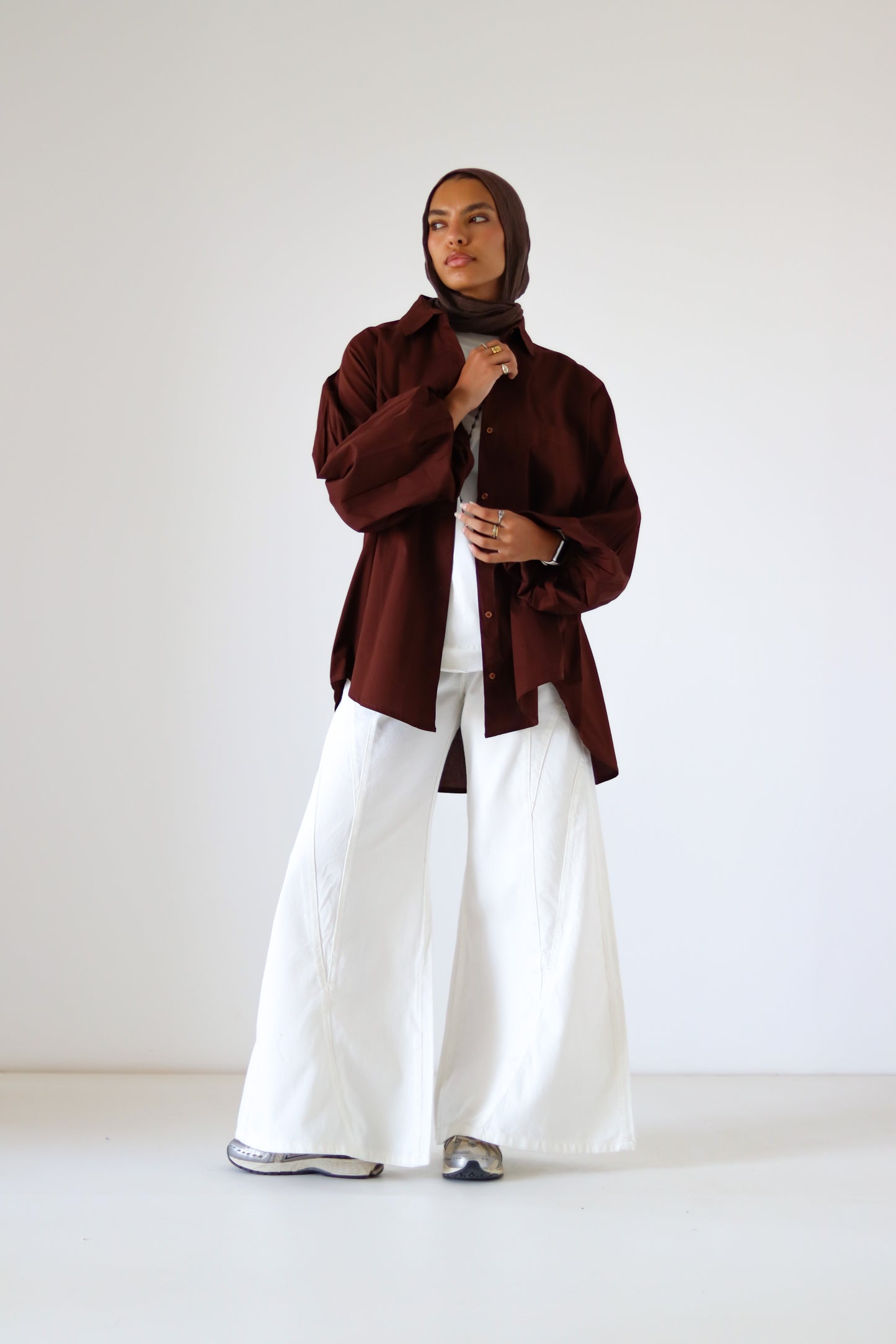 Jumper Sleeves Shirt — Brown