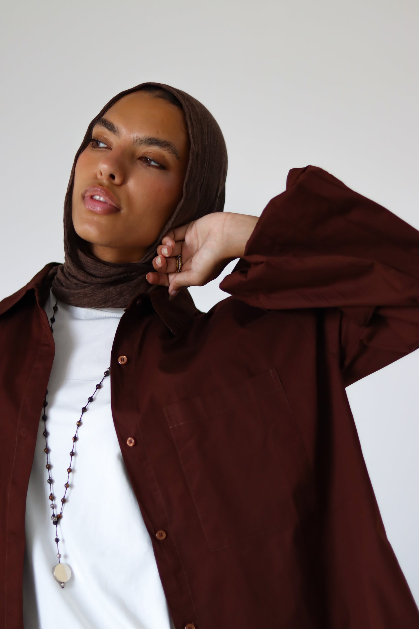 Jumper Sleeves Shirt — Brown