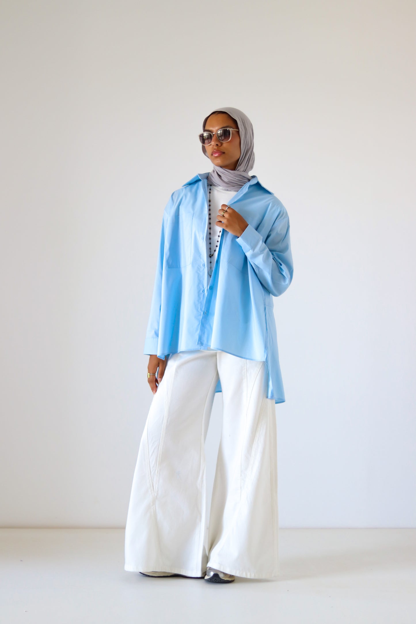 Unicorn Poplin Shirt — Baby Blue