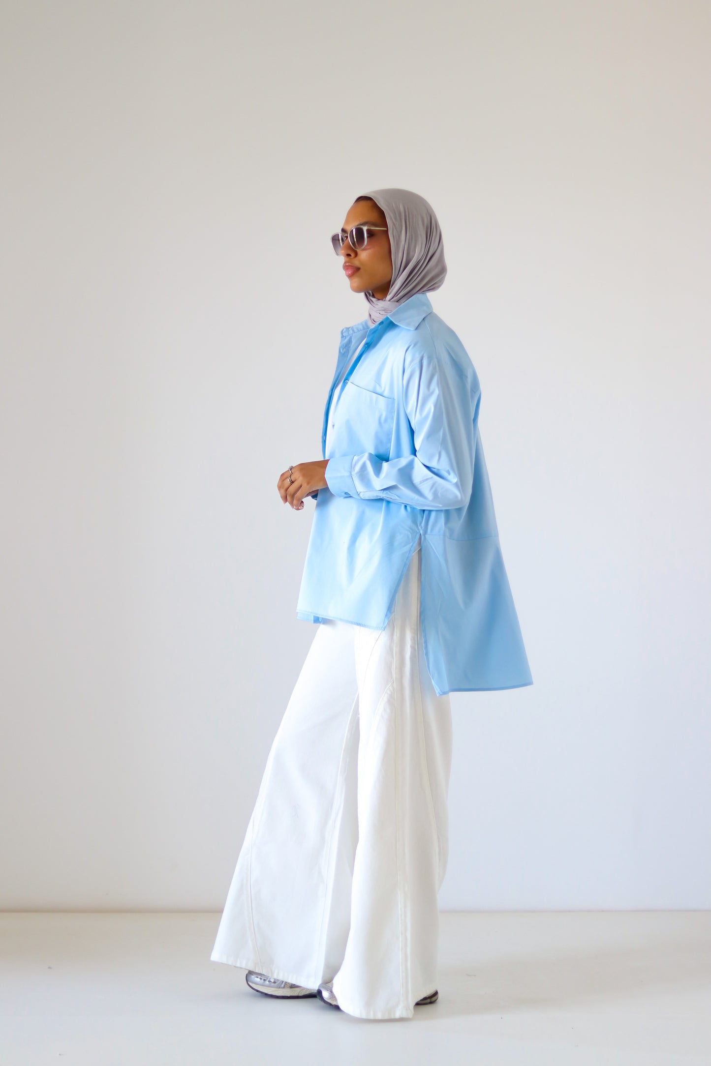 Unicorn Poplin Shirt — Baby Blue