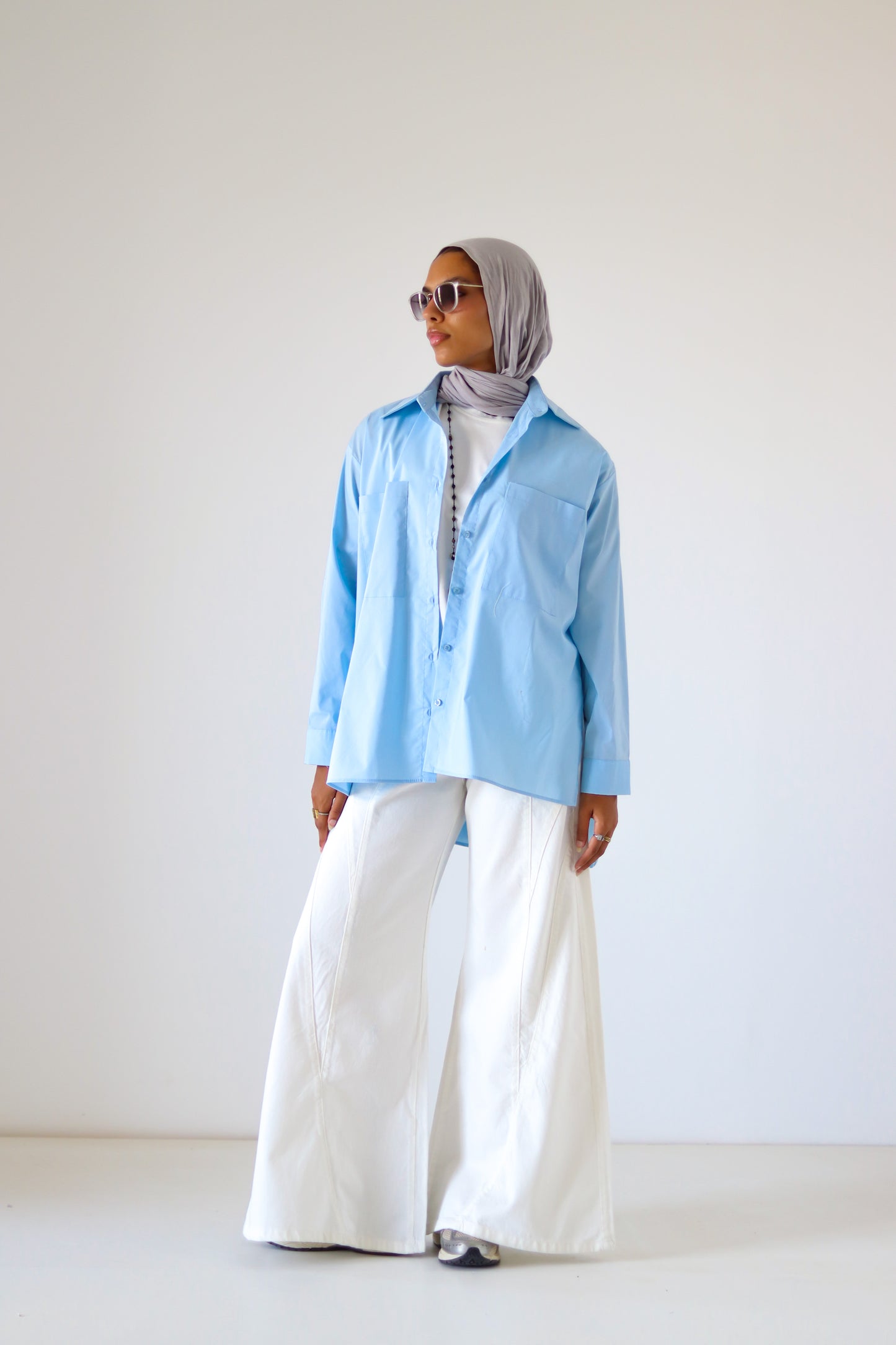 Unicorn Poplin Shirt — Baby Blue