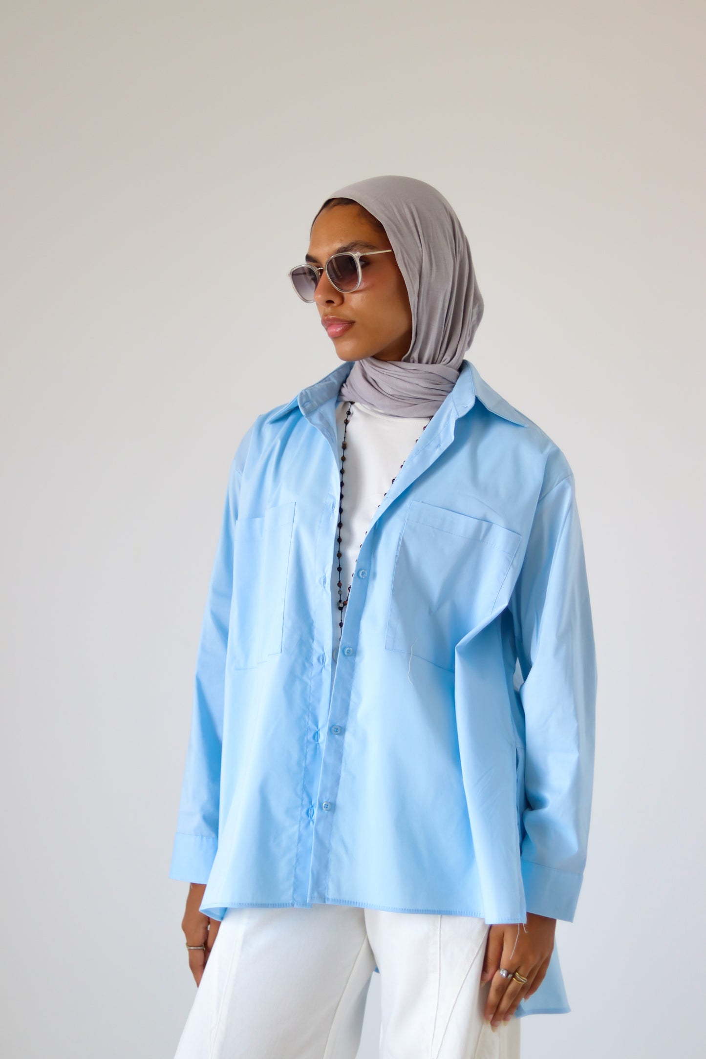 Unicorn Poplin Shirt — Baby Blue
