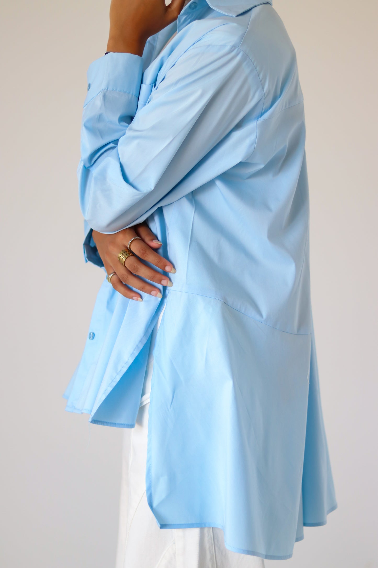 Unicorn Poplin Shirt — Baby Blue