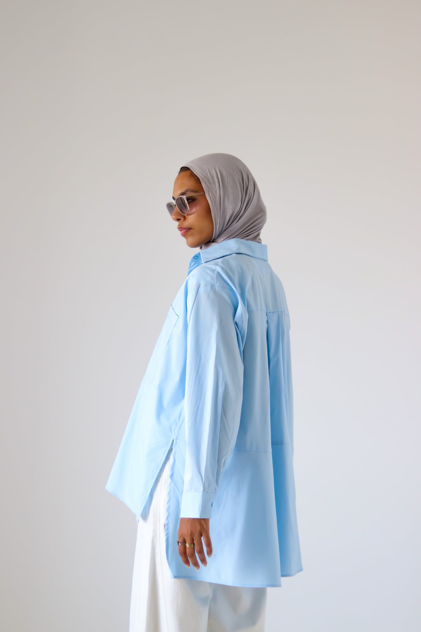 Unicorn Poplin Shirt — Baby Blue