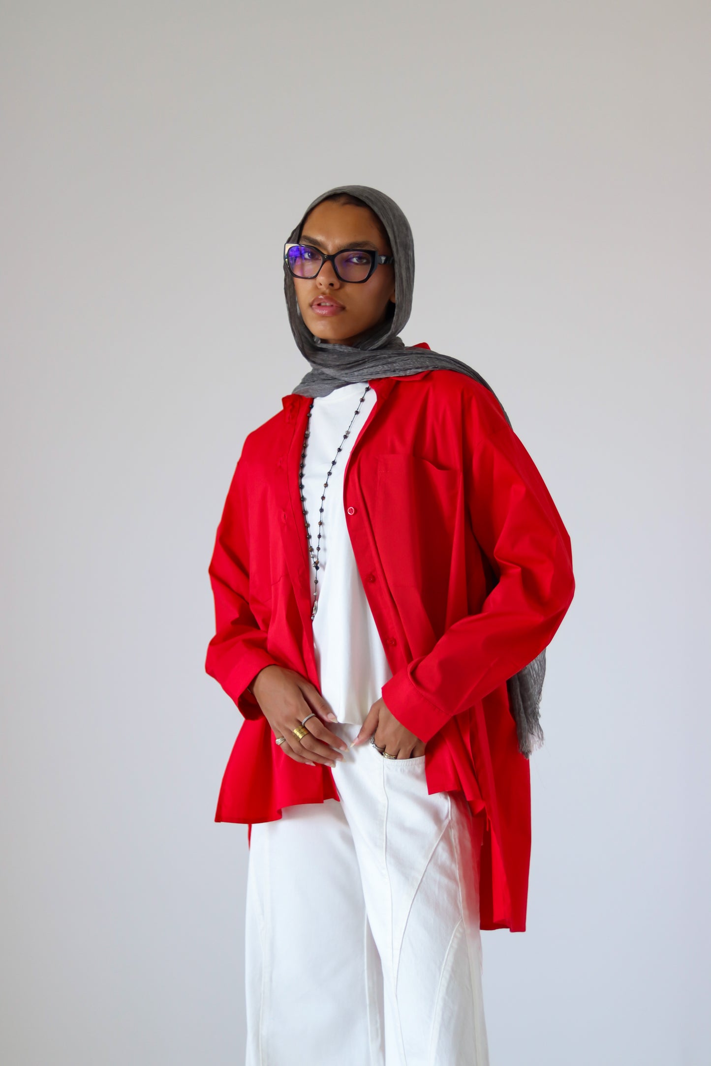 Unicorn Poplin Shirt — Red