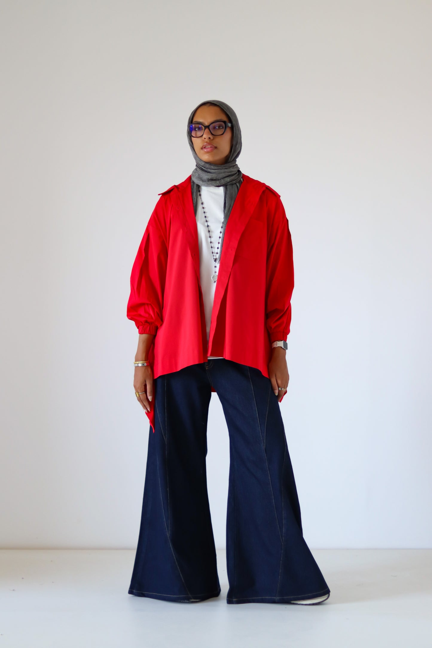 Wiggly Poplin Shirt — Red
