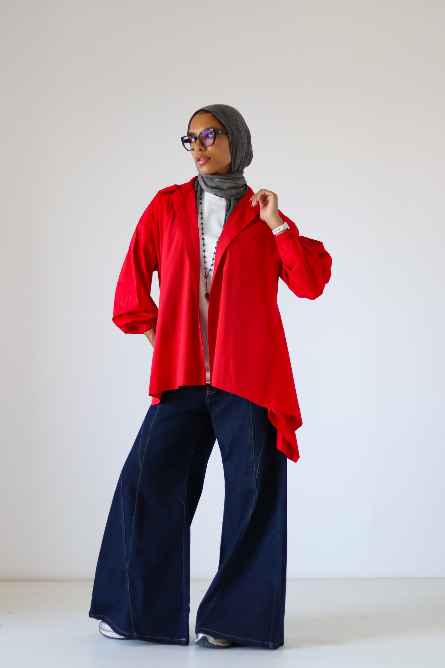 Wiggly Poplin Shirt — Red
