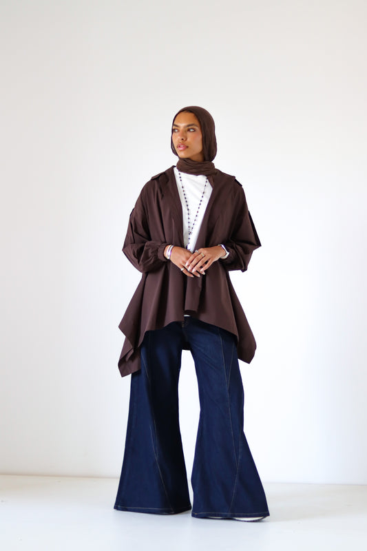Wiggly Poplin Shirt — Brown