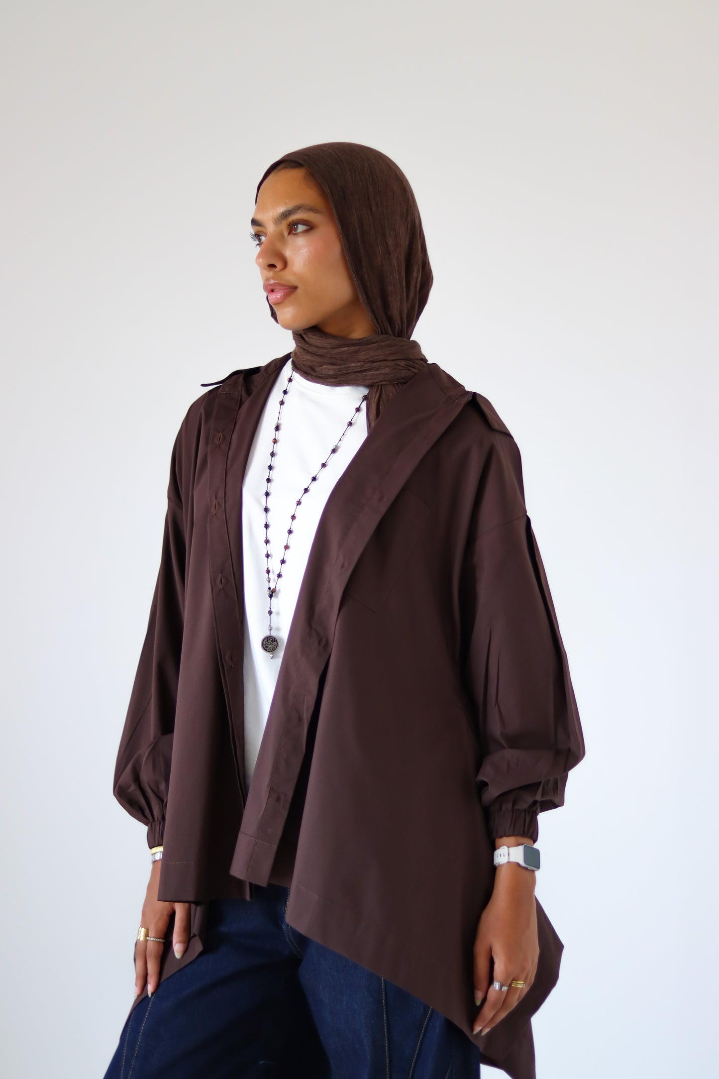 Wiggly Poplin Shirt — Brown