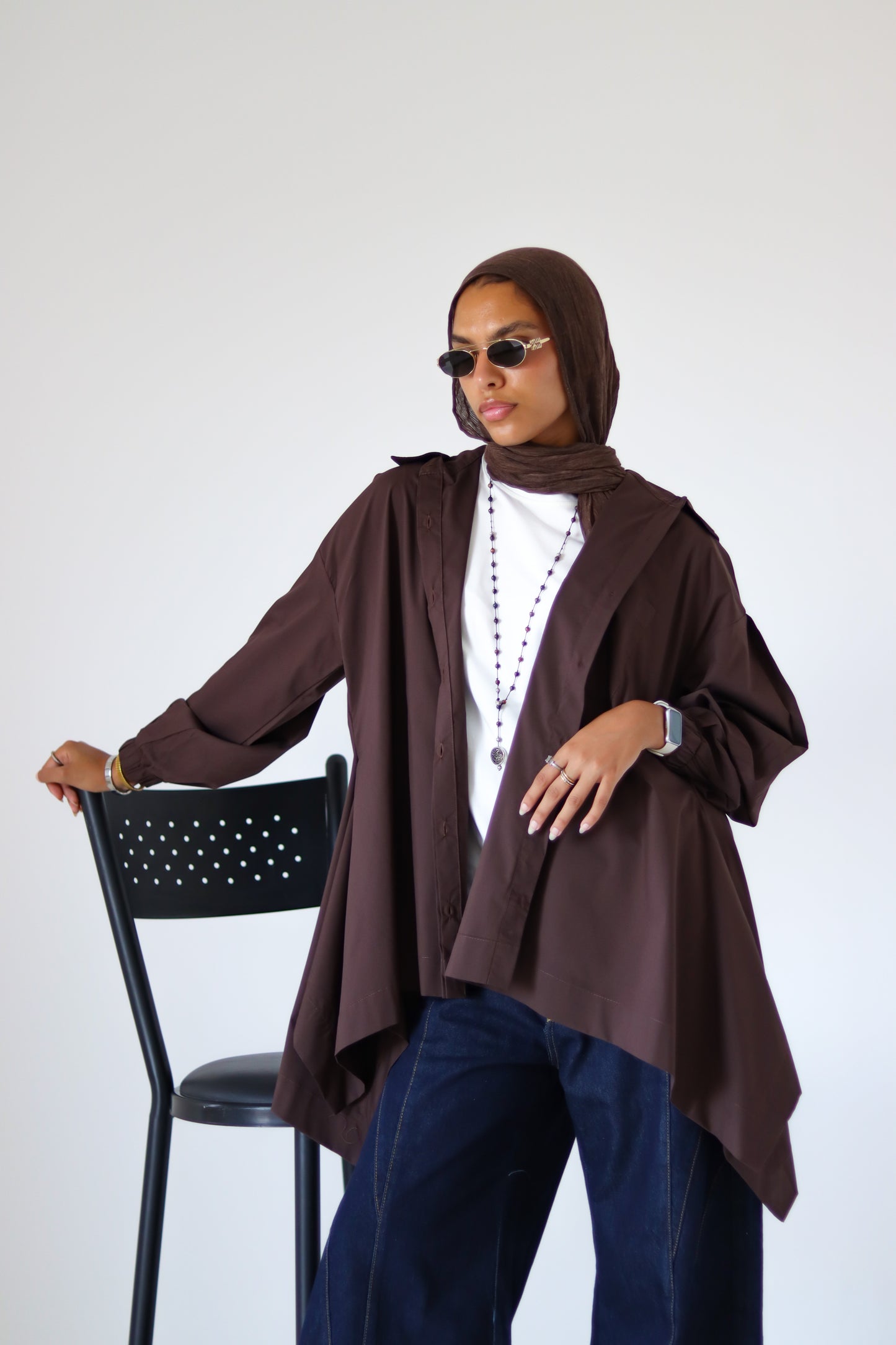 Wiggly Poplin Shirt — Brown
