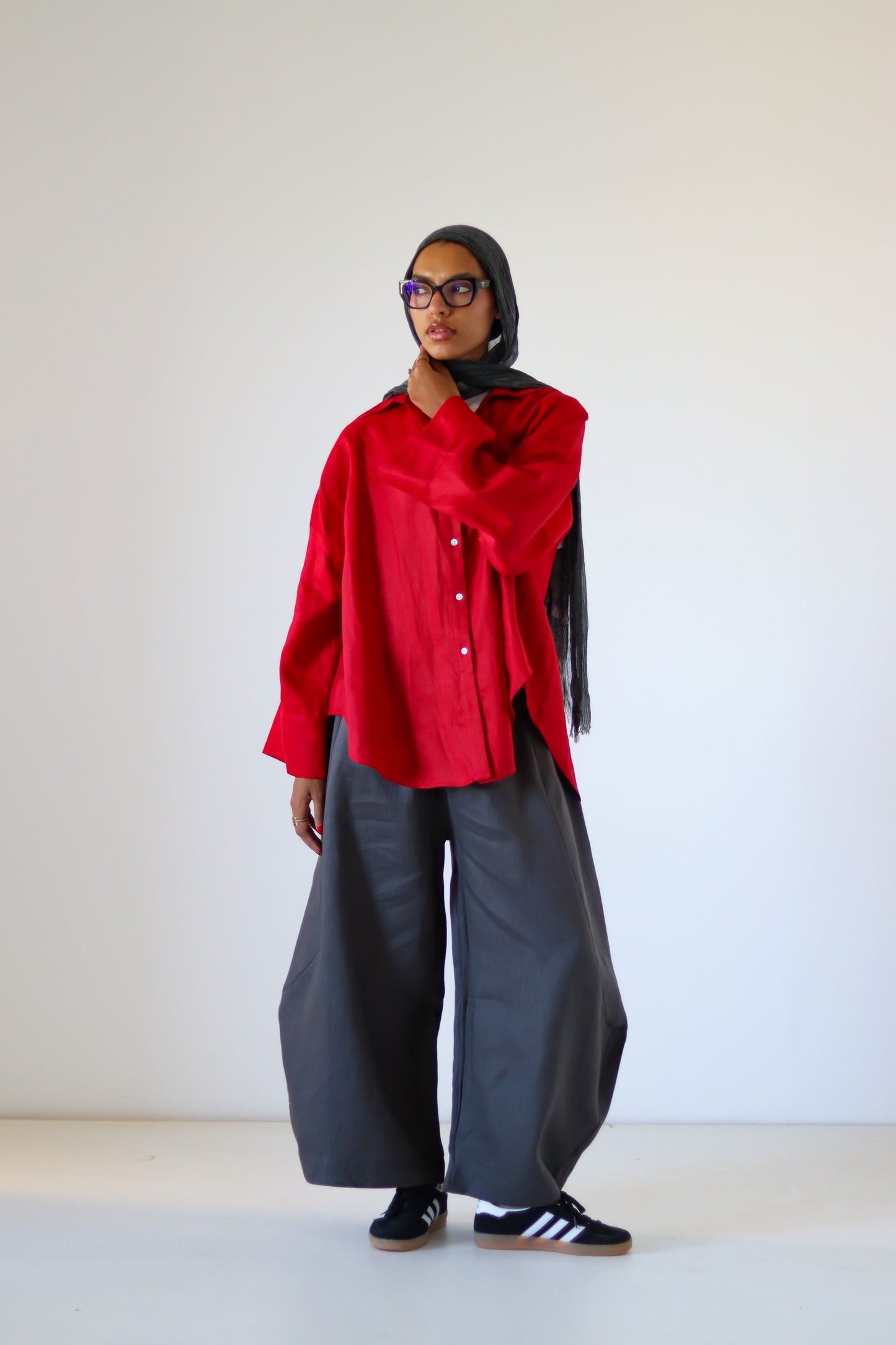 Xtra Balloon Linen Pants — Gray