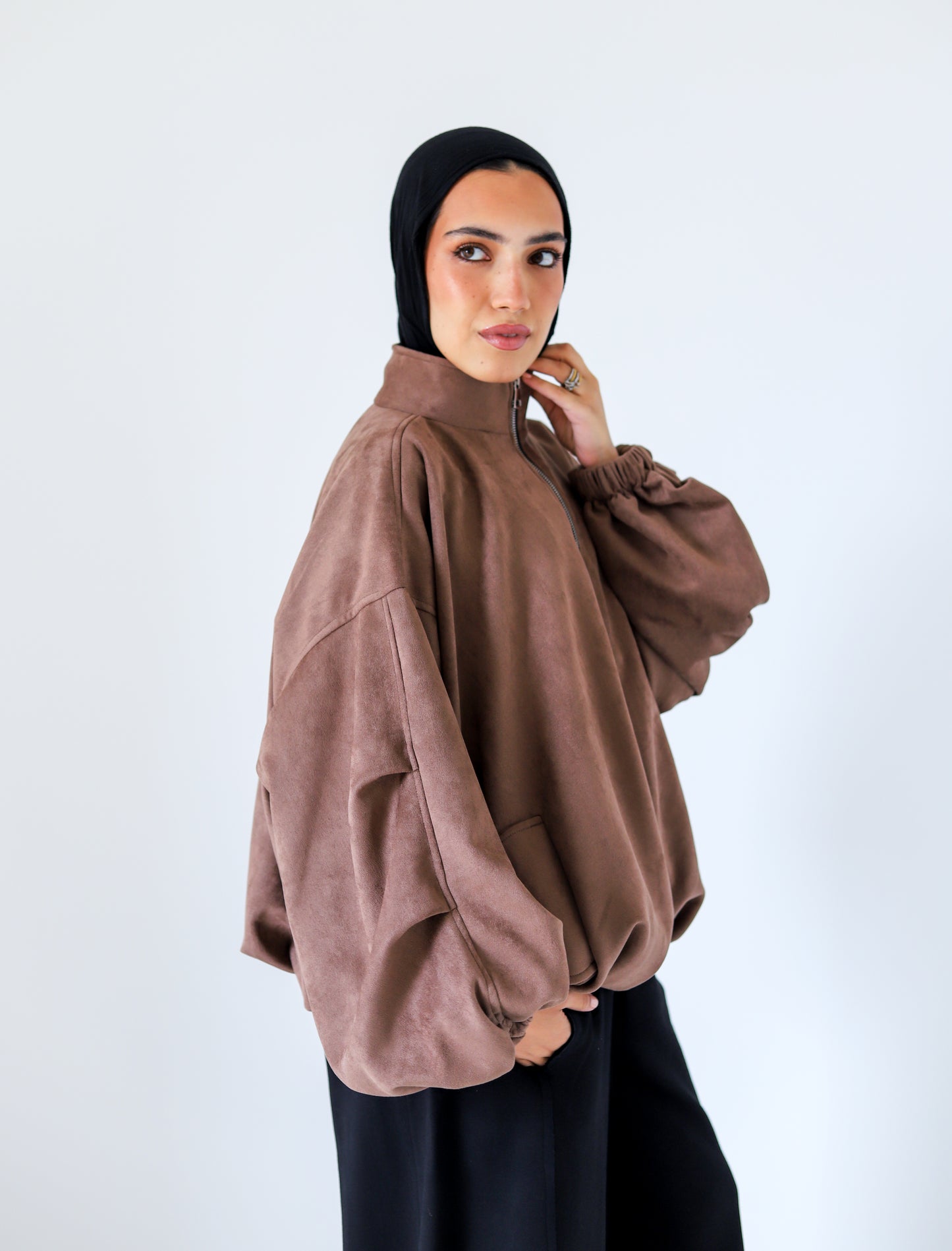 Bomber Suede Jacket — Brown