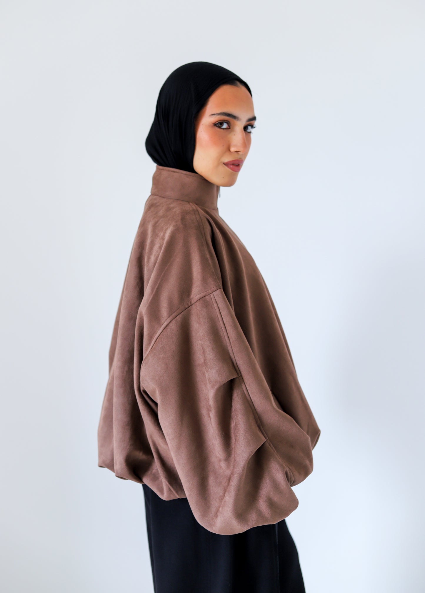 Bomber Suede Jacket — Brown