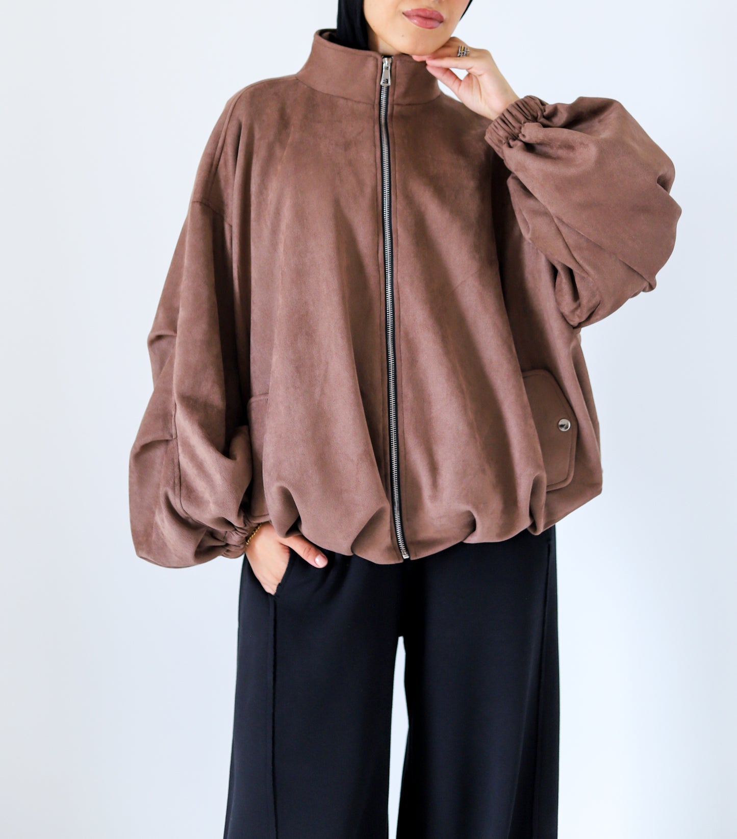 Bomber Suede Jacket — Brown