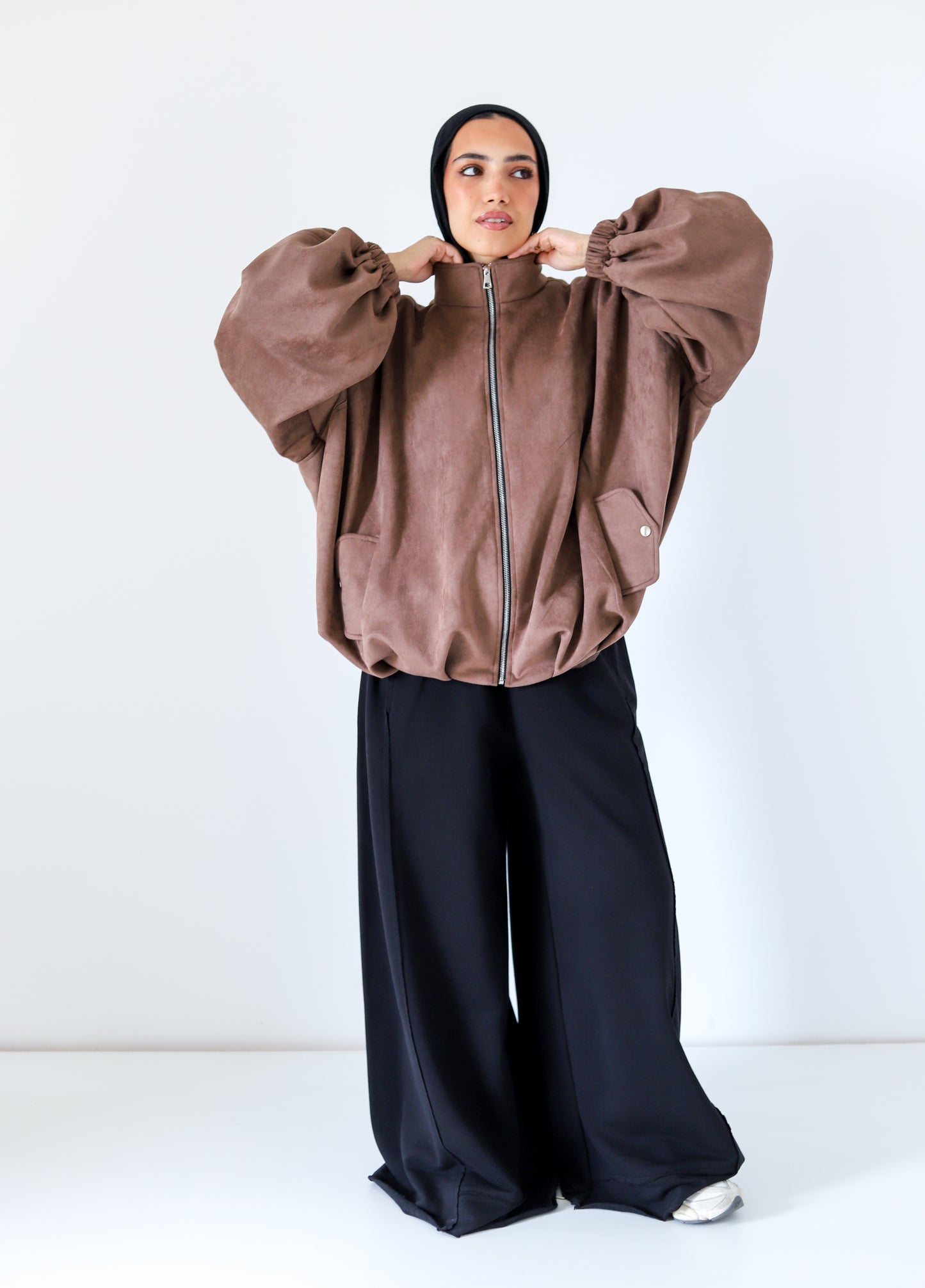 Bomber Suede Jacket — Brown