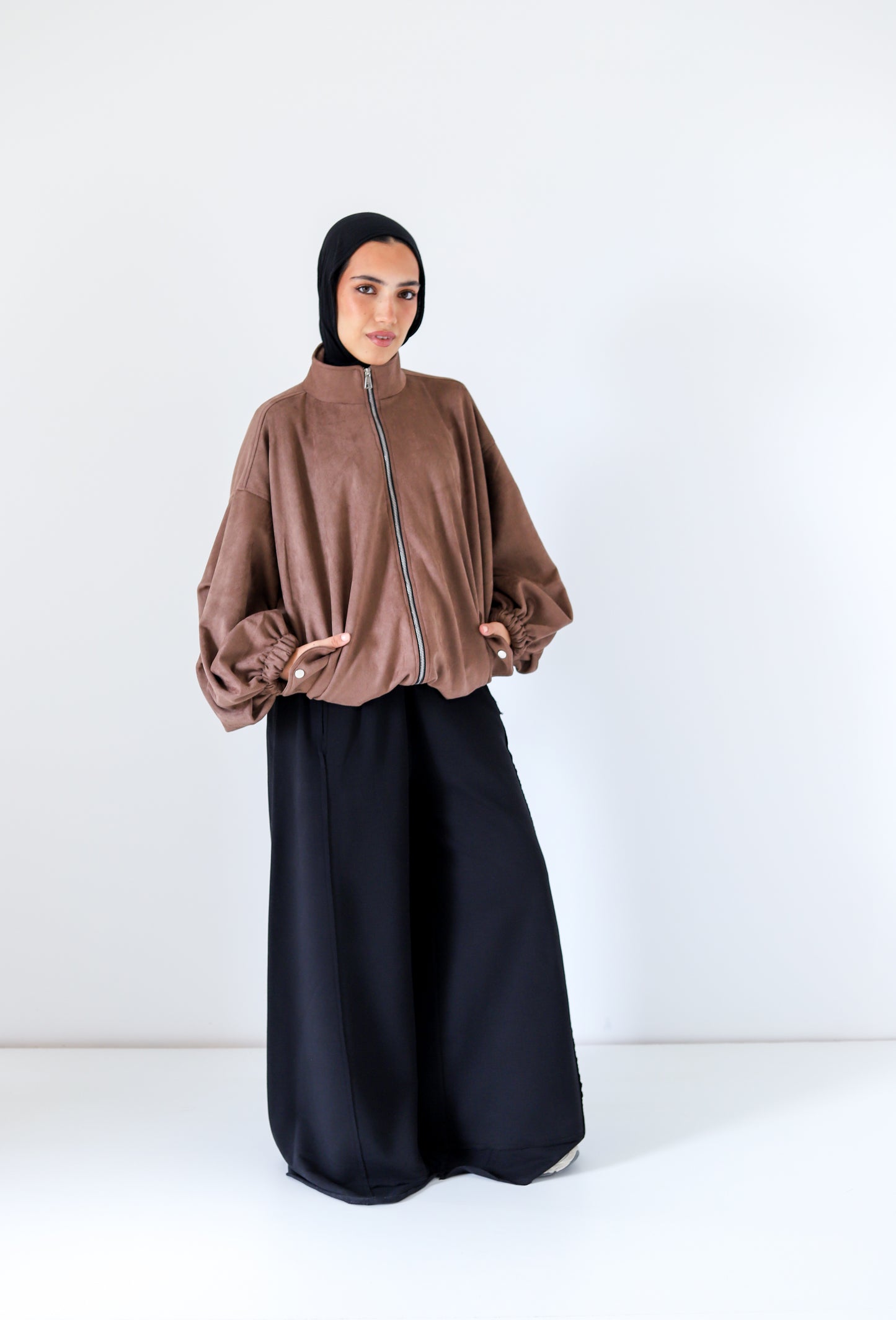 Bomber Suede Jacket — Brown