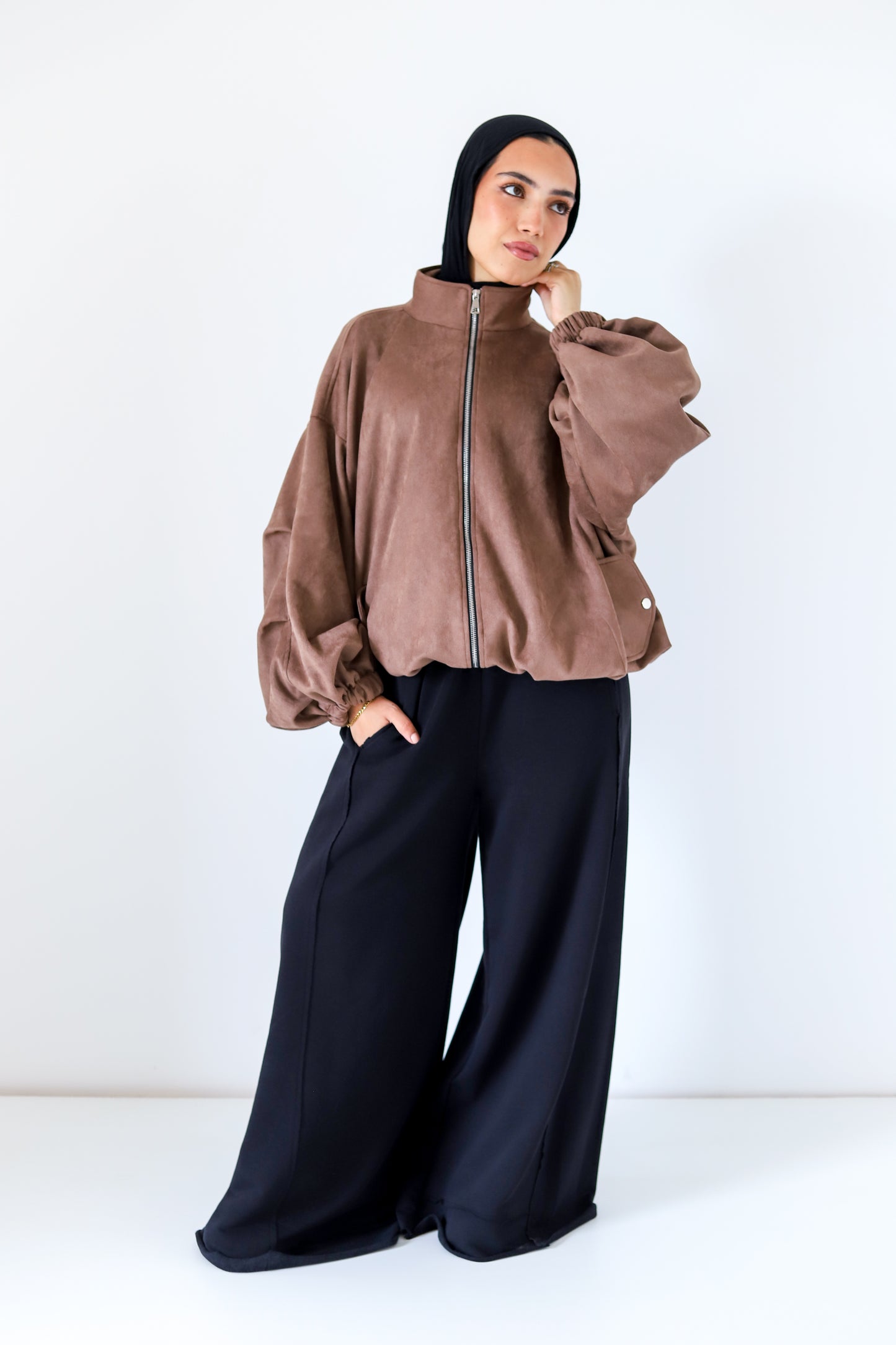 Bomber Suede Jacket — Brown