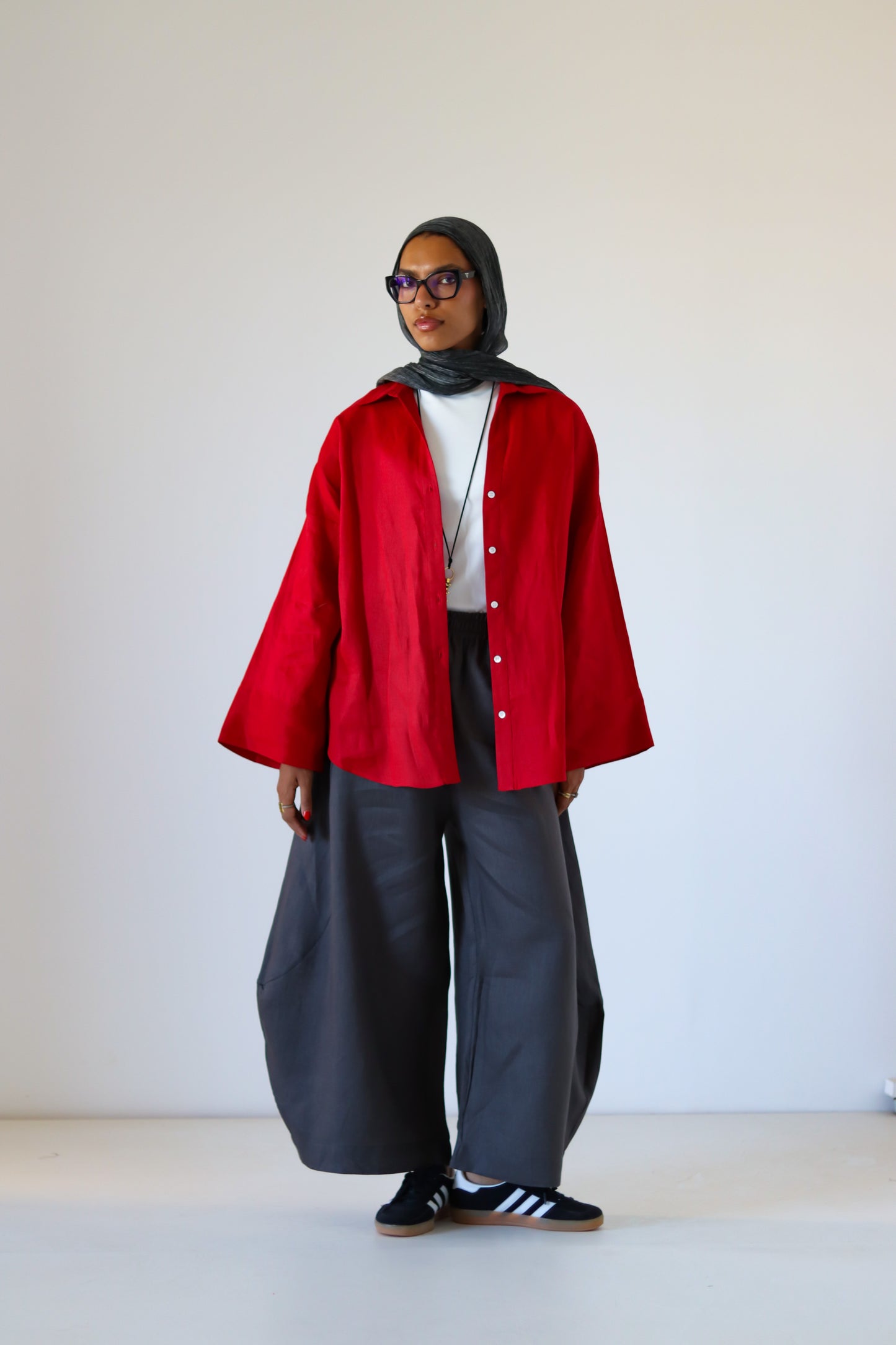 Xtra Balloon Linen Pants — Gray